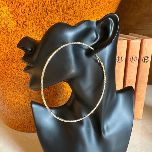 Gold Hoop Earrings- large, hypoallergenic & lightweight, bohemian style - Picture 1 of 4